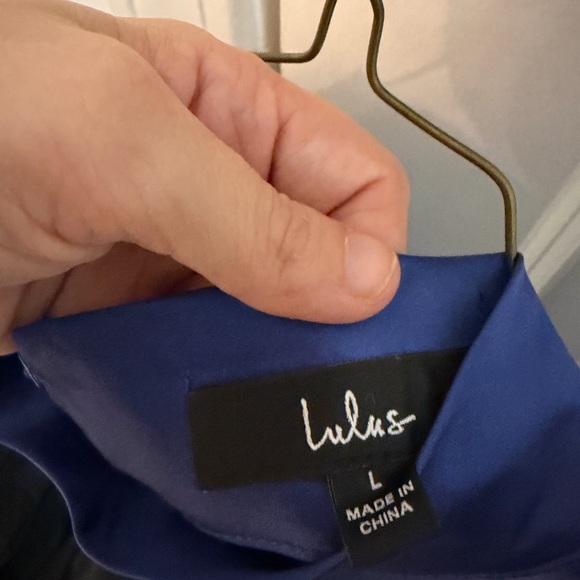 Blue Satin Mock Neck Maxi Dress - Picture 11 of 14